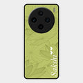 Customized luxury Mint Green leaves Glass Case Cover For Vivo X100 5G