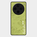 Customized luxury Mint Green leaves Glass Case Cover For Vivo X100 5G