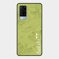 Customized luxury Mint Green leaves Glass Case Cover For Vivo X60 5G