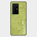 Customized luxury Mint Green leaves Glass Case Cover For Vivo X70 Pro Plus 5G