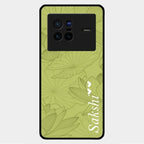 Customized luxury Mint Green leaves Glass Case Cover For Vivo X80 5G