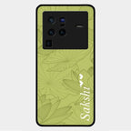 Customized luxury Mint Green leaves Glass Case Cover For Vivo X80 Pro 5G