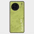 Customized luxury Mint Green leaves Glass Case Cover For Vivo X90 5G