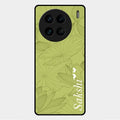 Customized luxury Mint Green leaves Glass Case Cover For Vivo X90 Pro 5G