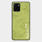 Customized luxury Mint Green leaves Glass Case Cover For Vivo Y01