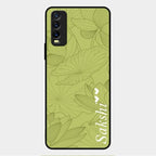 Customized luxury Mint Green leaves Glass Case Cover For Vivo Y12G