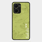 Customized luxury Mint Green leaves Glass Case Cover For Vivo Y16
