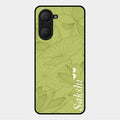 Customized luxury Mint Green leaves Glass Case Cover For Vivo Y18