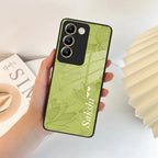 Customized luxury Mint Green leaves Glass Case Cover For iQOO - ShopOnCliQ