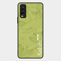 Customized luxury Mint Green leaves Glass Case Cover For Vivo Y20T