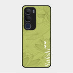 Customized luxury Mint Green leaves Glass Case Cover For Vivo Y29 5G