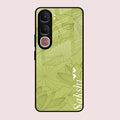 Customized luxury Mint Green leaves Glass Case Cover For Vivo Y31 5G