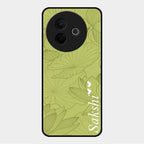 Customized luxury Mint Green leaves Glass Case Cover For Vivo Y39 5G