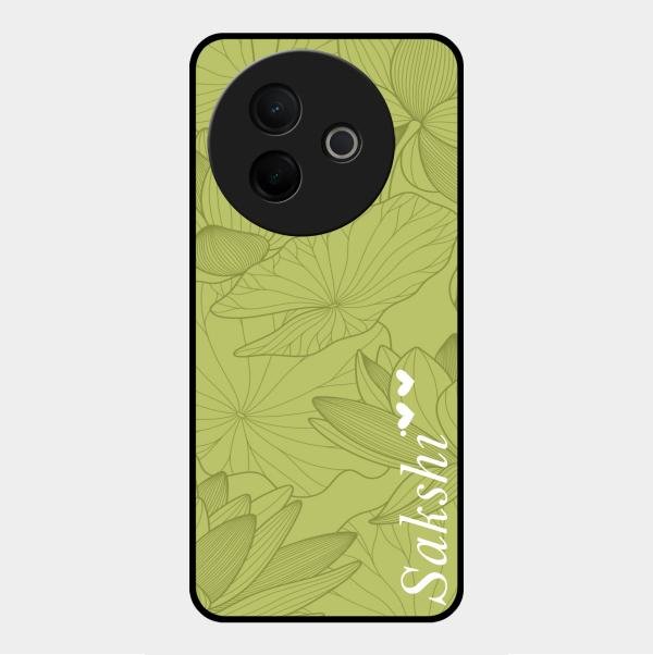 Customized luxury Mint Green leaves Glass Case Cover For Vivo Y39 5G