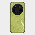 Customized luxury Mint Green leaves Glass Case Cover For Xiaomi 14 Ultra