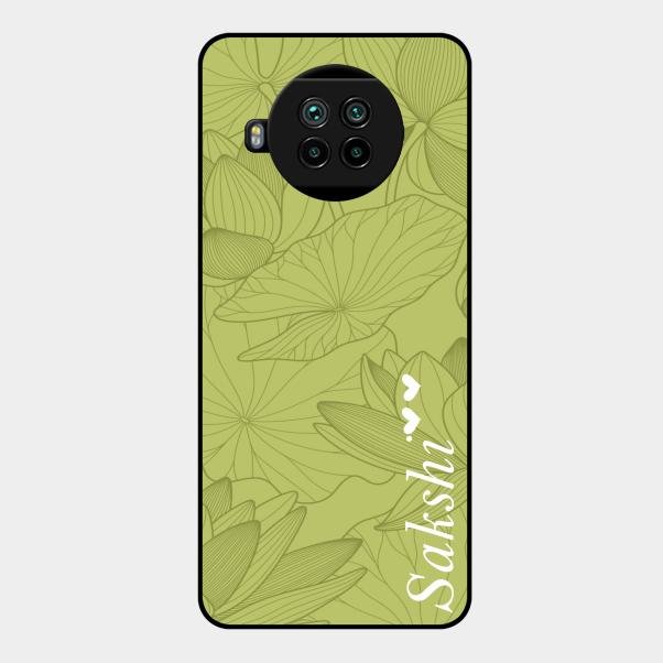 Customized luxury Mint Green leaves Glass Case Cover For Xiaomi Mi 10I 5G