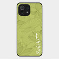 Customized luxury Mint Green leaves Glass Case Cover For Xiaomi Mi 11 Lite