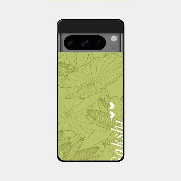 Customized luxury Mint Green leaves Glossy Metal Case Cover For Google Pixel 8 Pro 5G