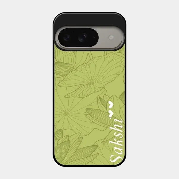 Customized luxury Mint Green leaves Glossy Metal Case Cover For Google Pixel 9 5G