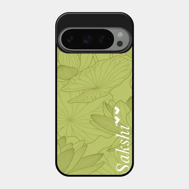 Customized luxury Mint Green leaves Glossy Metal Case Cover For Google Pixel 9 Pro 5G