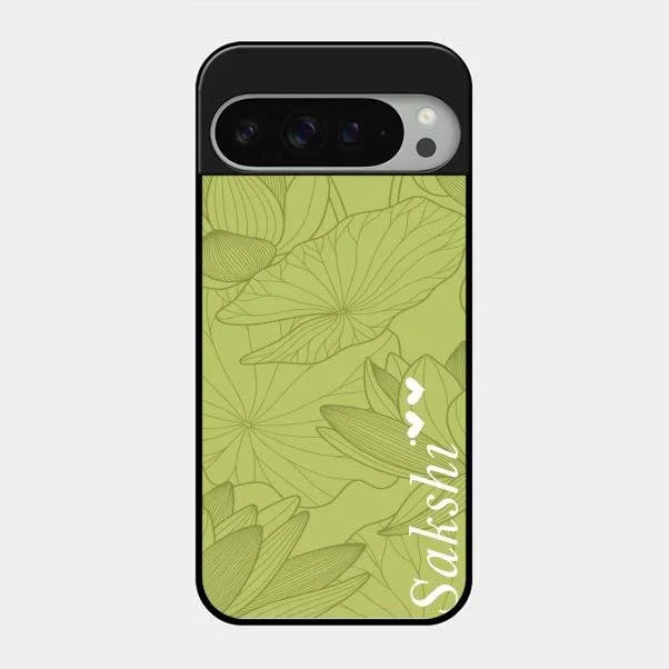 Customized luxury Mint Green leaves Glossy Metal Case Cover For Google Pixel 9 Pro Xl