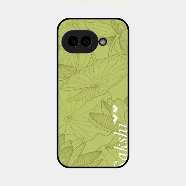 Customized luxury Mint Green leaves Glossy Metal Case Cover For Google Pixel 9A 5G