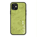 Customized luxury Mint Green leaves Glossy Metal Case Cover For iPhone 12