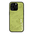 Customized luxury Mint Green leaves Glossy Metal Case Cover For iPhone 15 Pro Max