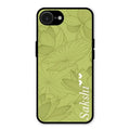 Customized luxury Mint Green leaves Glossy Metal Case Cover For iPhone 16e