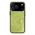 Customized luxury Mint Green leaves Glossy Metal Case Cover For iPhone 17 Pro Max