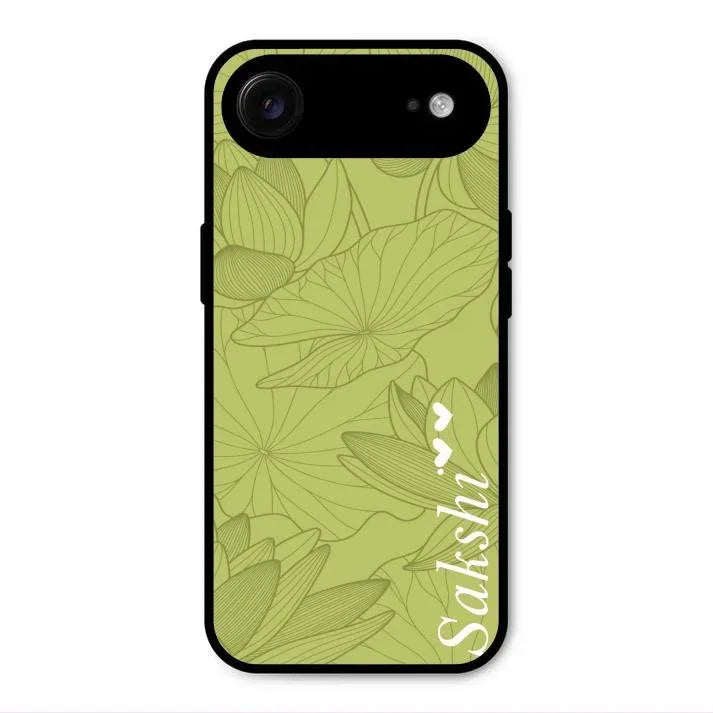 Customized luxury Mint Green leaves Glossy Metal Case Cover For iPhone Air