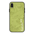 Customized luxury Mint Green leaves Glossy Metal Case Cover For iPhone XR
