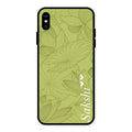 Customized luxury Mint Green leaves Glossy Metal Case Cover For iPhone XS Max