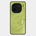 Customized luxury Mint Green leaves Glossy Metal Case Cover For Iqoo 12 5G
