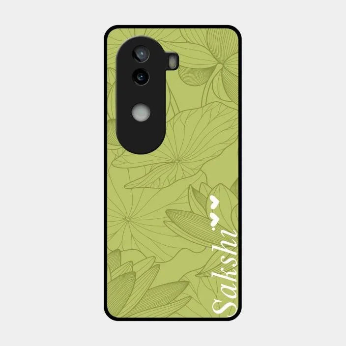 Customized luxury Mint Green leaves Glossy Metal Case Cover For Iqoo Z9S 5G