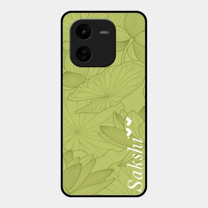 Customized luxury Mint Green leaves Glossy Metal Case Cover For Iqoo Z9X 5G