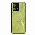 Customized luxury Mint Green leaves Glossy Metal Case Cover For Motorola Edge 40 5G