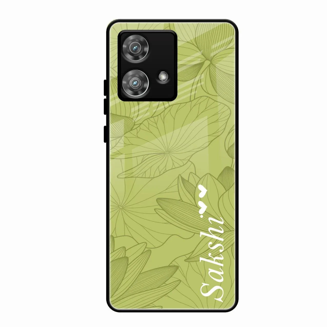 Customized luxury Mint Green leaves Glossy Metal Case Cover For Motorola Edge 40 5G