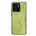 Customized luxury Mint Green leaves Glossy Metal Case Cover For Motorola Edge 40