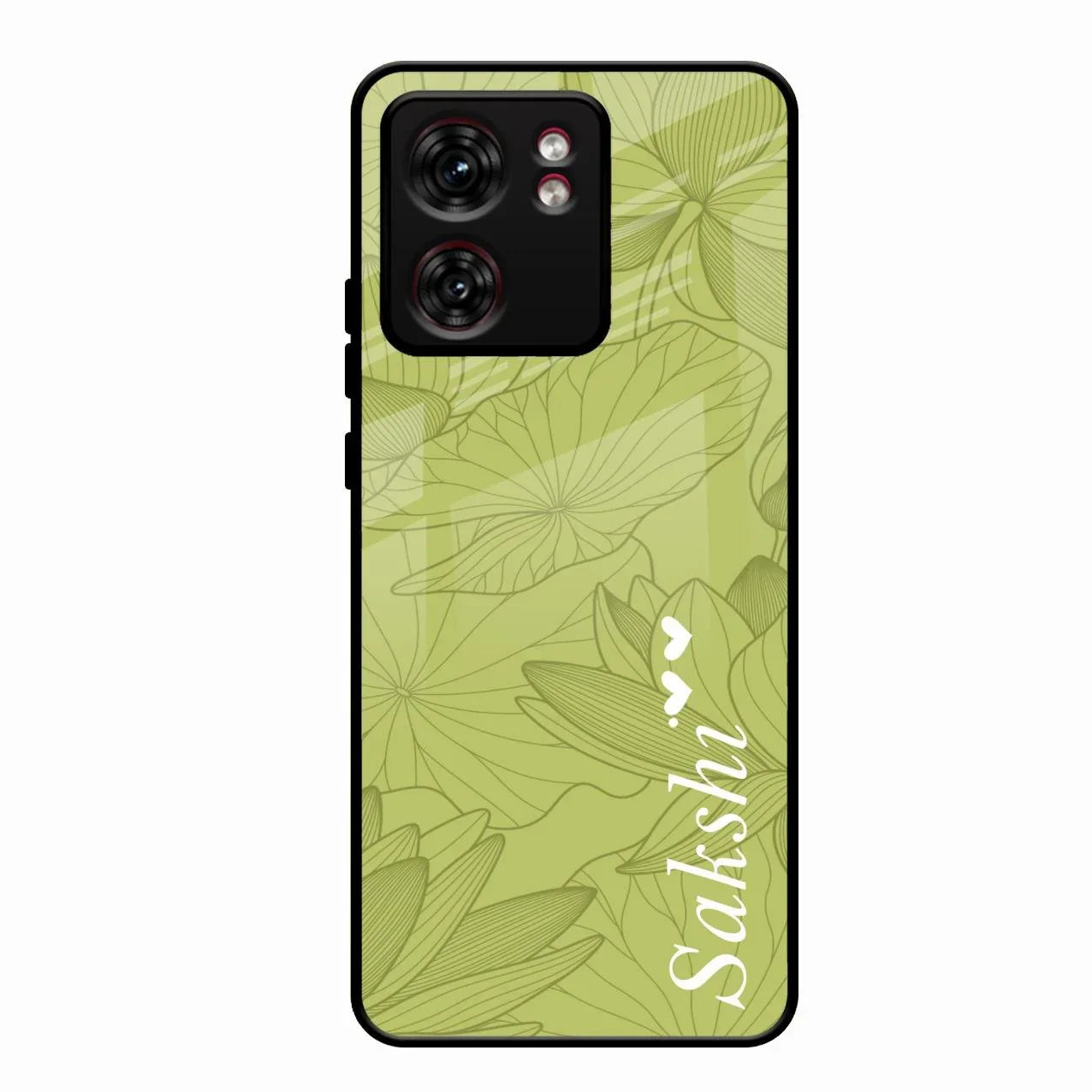 Customized luxury Mint Green leaves Glossy Metal Case Cover For Motorola Edge 40