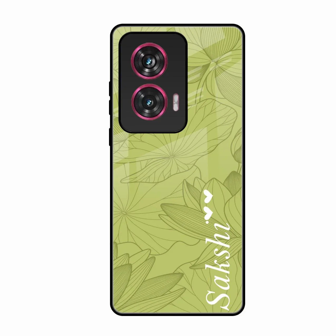 Customized luxury Mint Green leaves Glossy Metal Case Cover For Motorola Edge 50 Fusion 5G