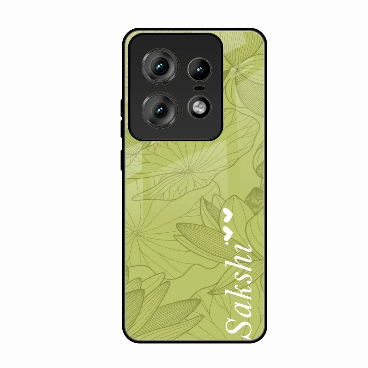 Customized luxury Mint Green leaves Glossy Metal Case Cover For Motorola Edge 50 Pro