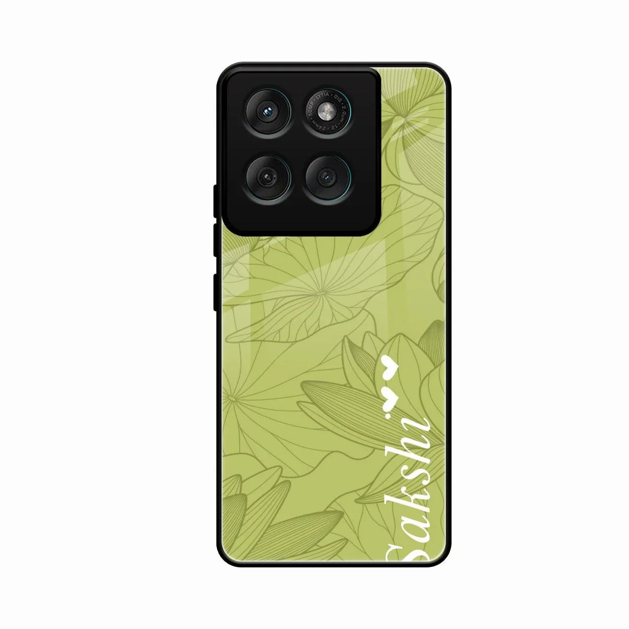 Customized luxury Mint Green leaves Glossy Metal Case Cover For Motorola Edge 60 Fusion 5G