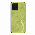 Customized luxury Mint Green leaves Glossy Metal Case Cover For Motorola g84 5G