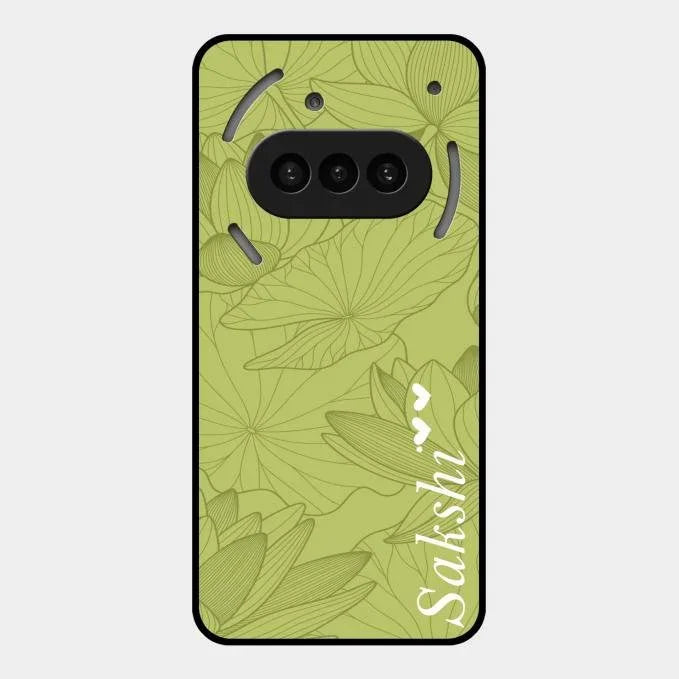 Customized luxury Mint Green leaves Glossy Metal Case Cover For Nothing Phone 3A 5G