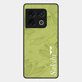Customized luxury Mint Green leaves Glossy Metal Case Cover For Oneplus 10 Pro 5G