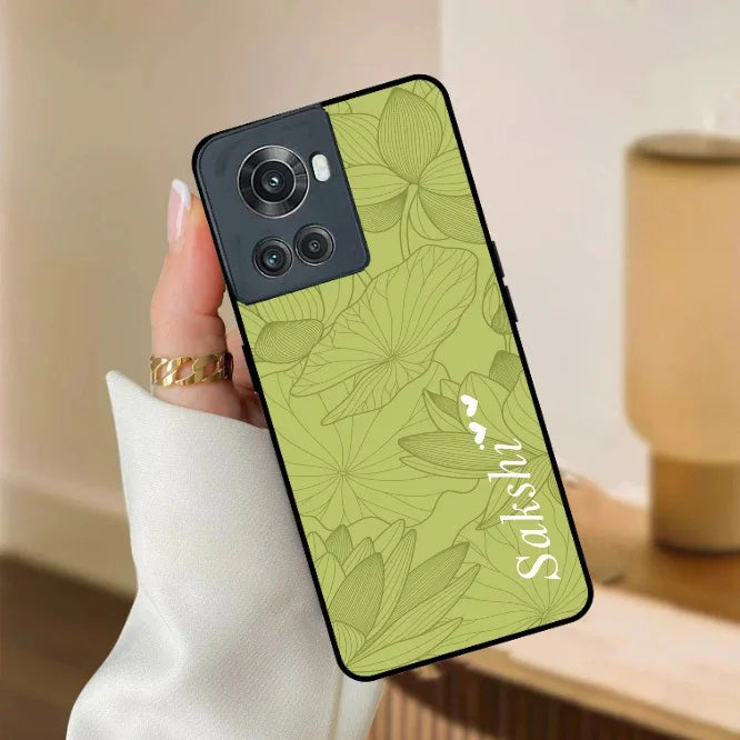 Customized luxury Mint Green leaves Glossy Metal Case Cover For OnePlus - ShopOnCliQ