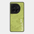 Customized luxury Mint Green leaves Glossy Metal Case Cover For Oneplus 12 5G