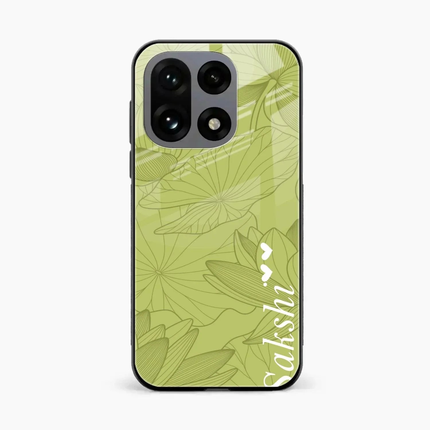 Customized luxury Mint Green leaves Glossy Metal Case Cover For OnePlus 15 5G