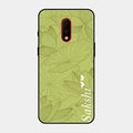 Customized luxury Mint Green leaves Glossy Metal Case Cover For Oneplus 7